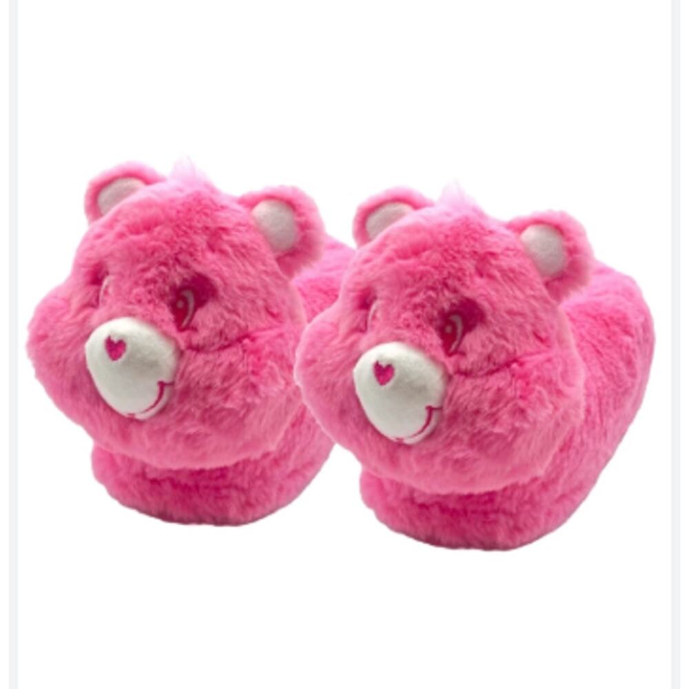 Carebears Slippers Womens Small Sz 5 / 6 Plush Pink Love-A-Lot Bear Faux Fur New